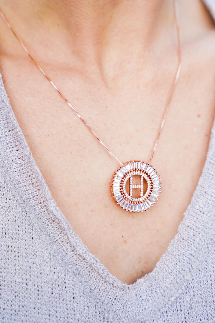 Boujie Bee Round Initial Necklace