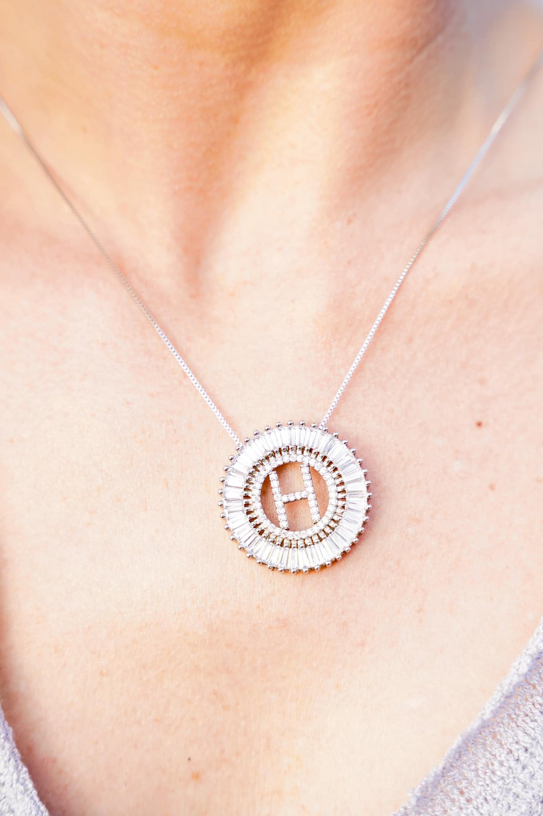 Boujie Bee Round Initial Necklace