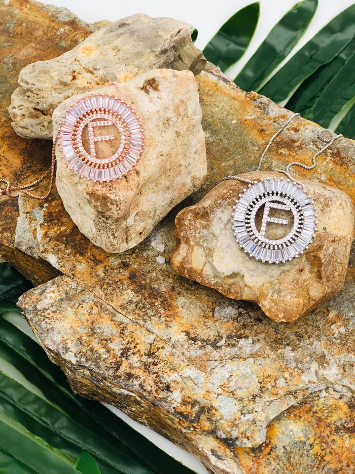 Boujie Bee Round Initial Necklace