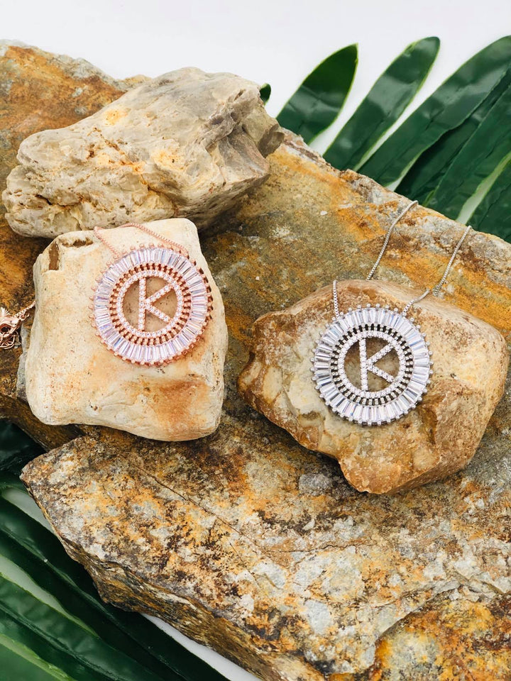 Boujie Bee Round Initial Necklace