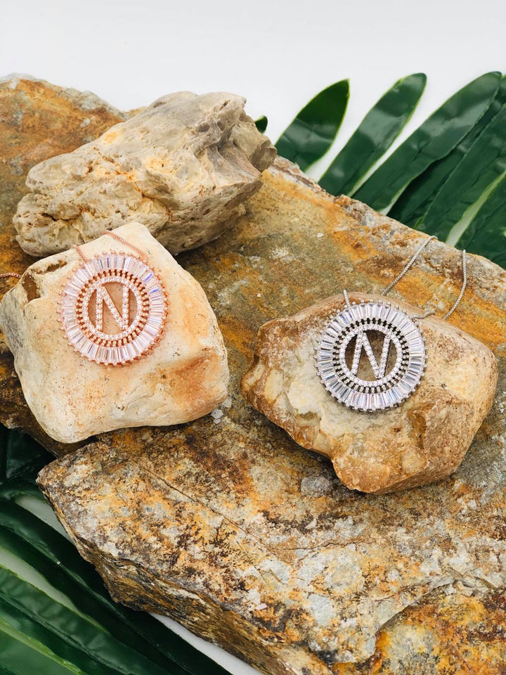 Boujie Bee Round Initial Necklace