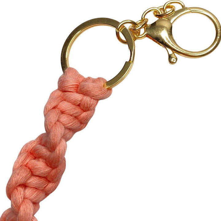 Boujie Bee Macrame Keychain Coral