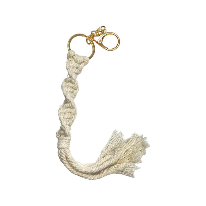 Boujie Bee Macrame Keychain Ivory
