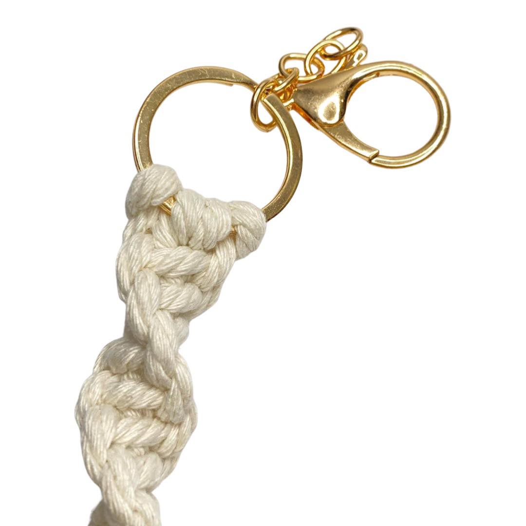 Boujie Bee Macrame Keychain Ivory