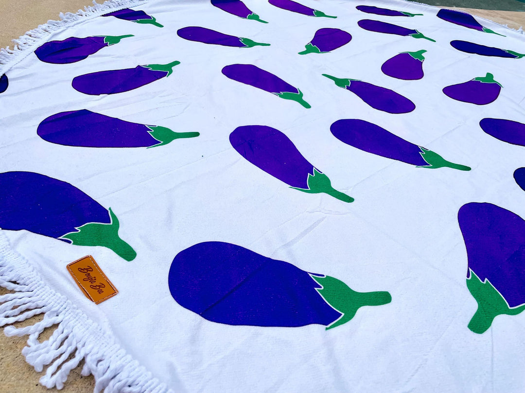 Boujie Bee Eggplant Beach Towels