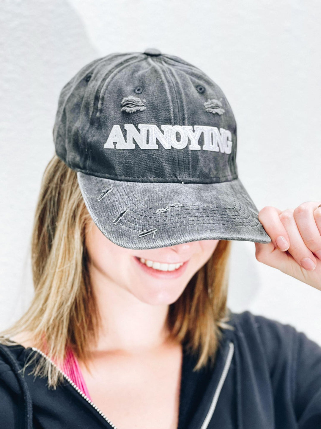 Boujie Bee Lettered Distressed Baseball Hats