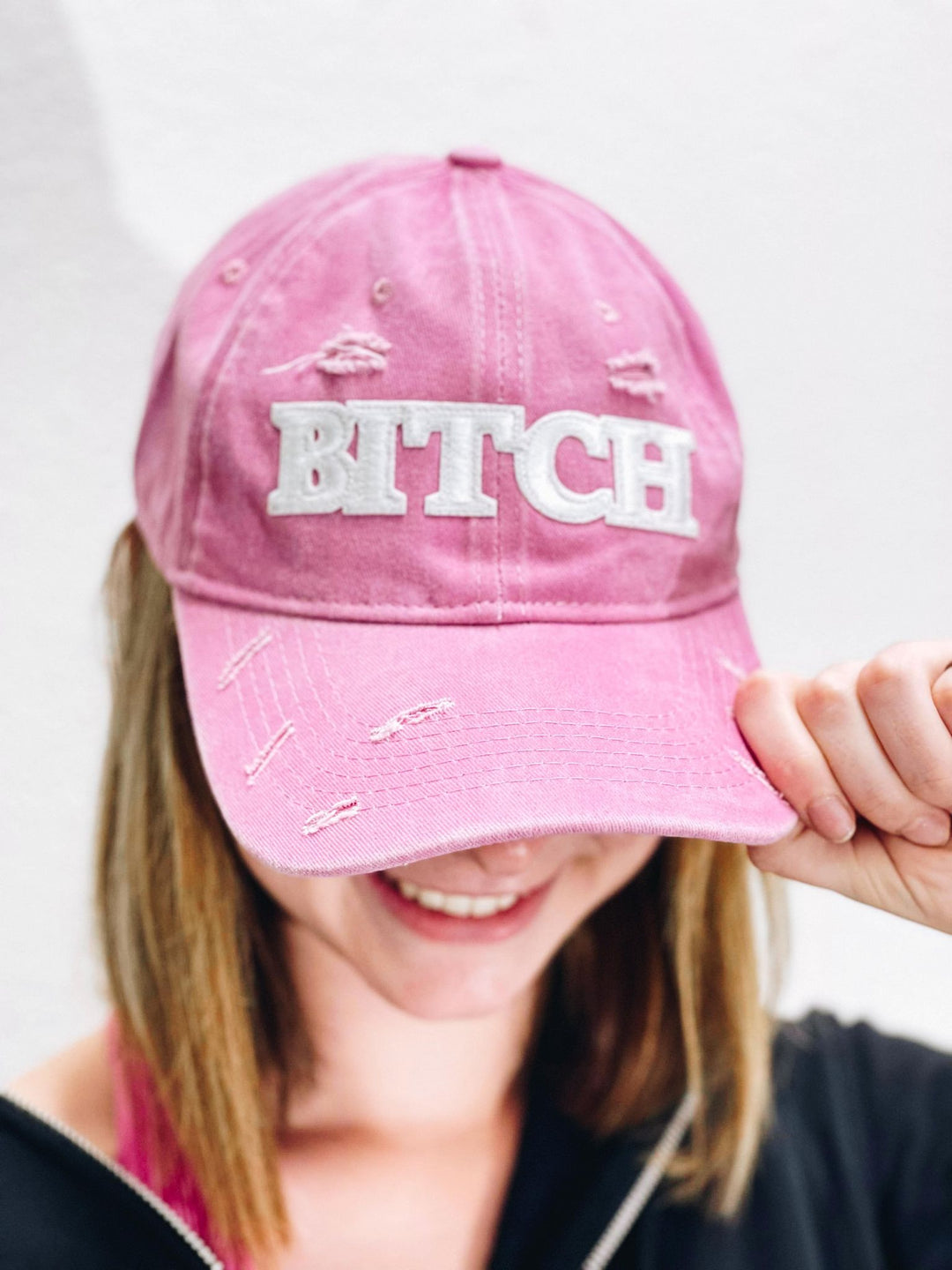 Boujie Bee Lettered Distressed Baseball Hats