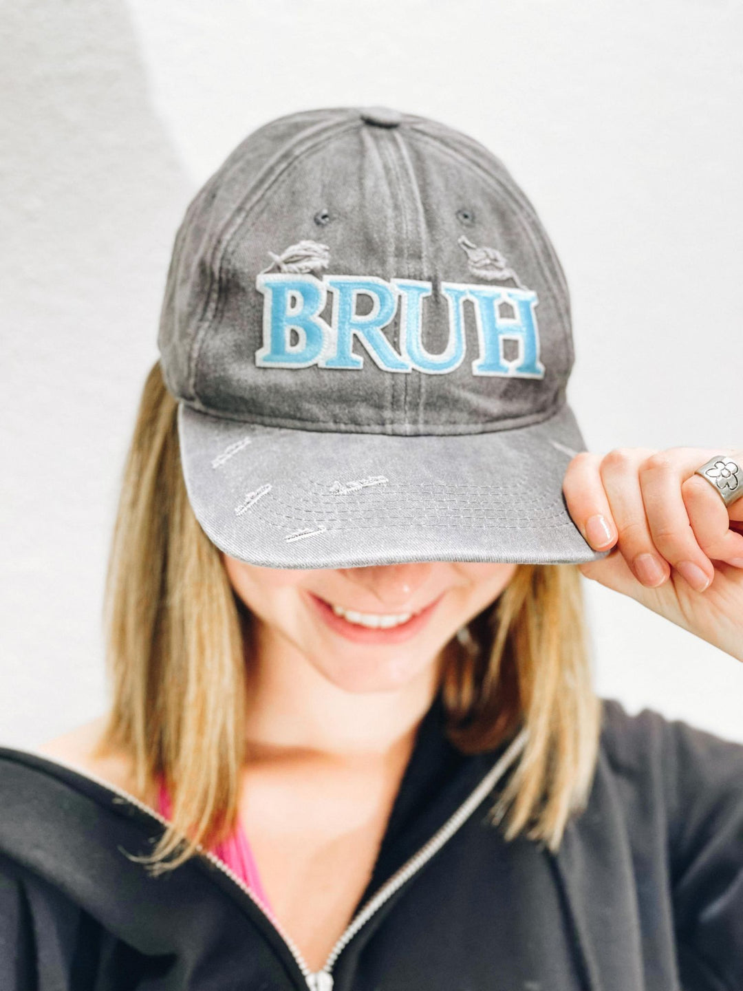 Boujie Bee Lettered Distressed Baseball Hats