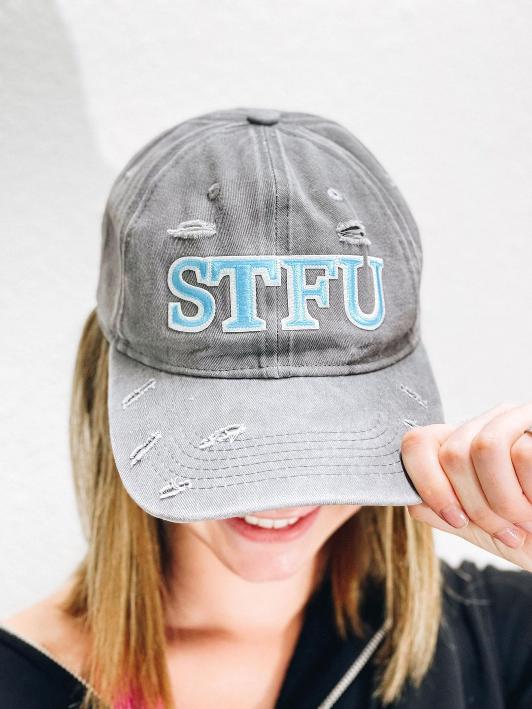 Boujie Bee Lettered Distressed Baseball Hats