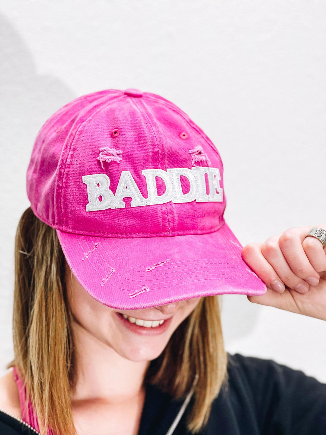 Boujie Bee Lettered Distressed Baseball Hats